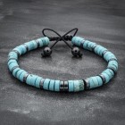 Turquoise and Hematite Heishi Beaded Bracelet