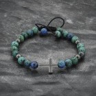 Azurite Beaded 925 Silver Cross Bracelet