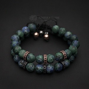 Blue and Gray Jade Couple Bracelets