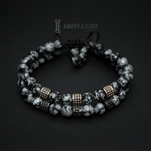 Obsidian Beaded Couple Bracelets