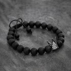 Onyx and Phosphosiderite  Beaded Couple Bracelets With Crown