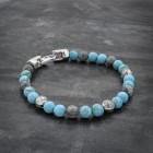 Turquoise & Gray Jasper Bracelet with Silver Accents