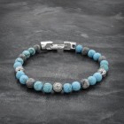 Turquoise & Gray Jasper Bracelet with Silver Accents