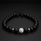 Black Fleur De Lis and Onyx Beaded Bracelet