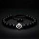 Black Onyx & 925 Silver Lion Charm Bracelet