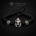 Spartan Helmet & Onyx Beaded Bracelet