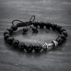 Black Onyx & 925 Silver Dumbbell Charm Bracelet
