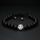 Onyx Beads & Silver  Tiger Charm Bracelet