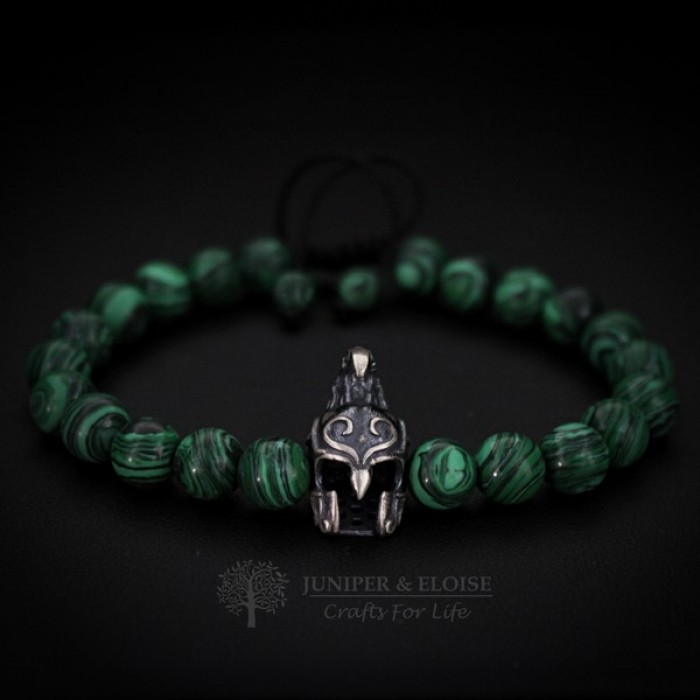 Green Beaded Elven Warrior Helmet Bracelet