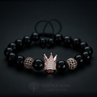 Onyx & Rose Gold Crown Bracelet