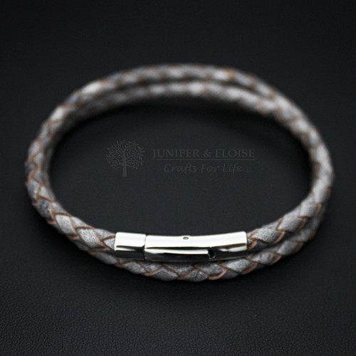 Gray Leather Bracelet