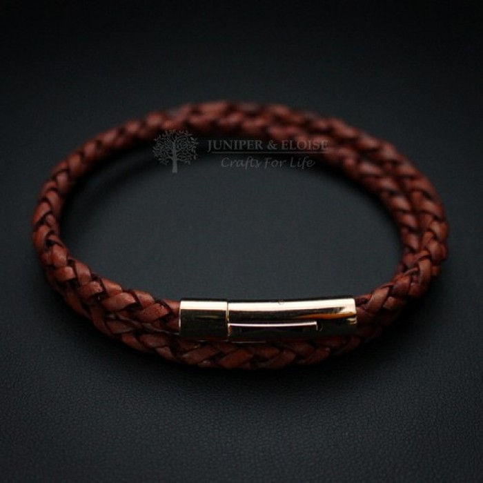 Tobacco Brown Leather Bracelet