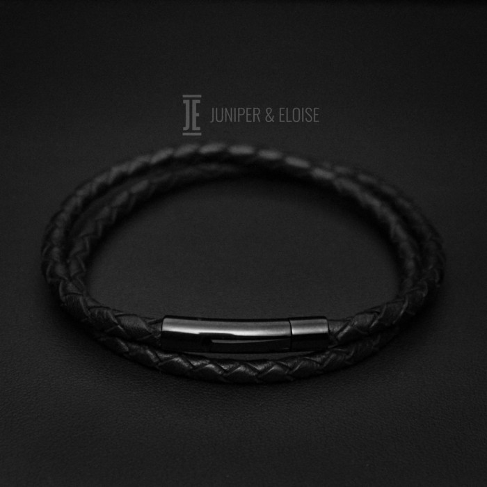 Matte Black Leather Bracelet