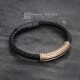 Braided Black Leather Bracelet With Rose Gold and Matte Black Lock