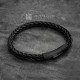 6mm Braided Black Leather Bracelet with Matte Black Clasp