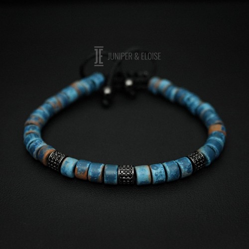 Grunge Blue Ceramic Beaded Bracelet