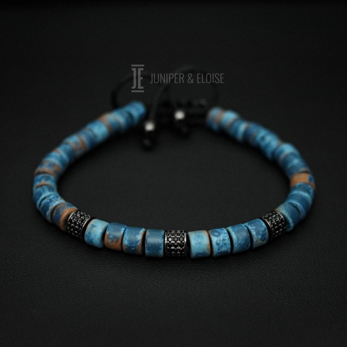 Grunge Blue Ceramic Beaded Bracelet