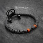 Orange Gray Ceramic Beaded Bracelet