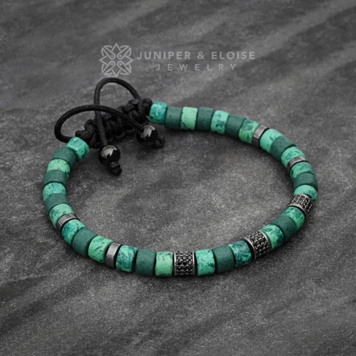 Green Speckled Mykonos Beaded Bracelet