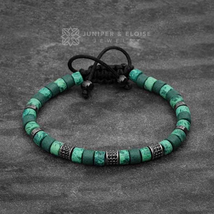 Green Speckled Mykonos Beaded Bracelet