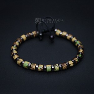 Yellow Green and Brown Ceramic Beaded Bracelet