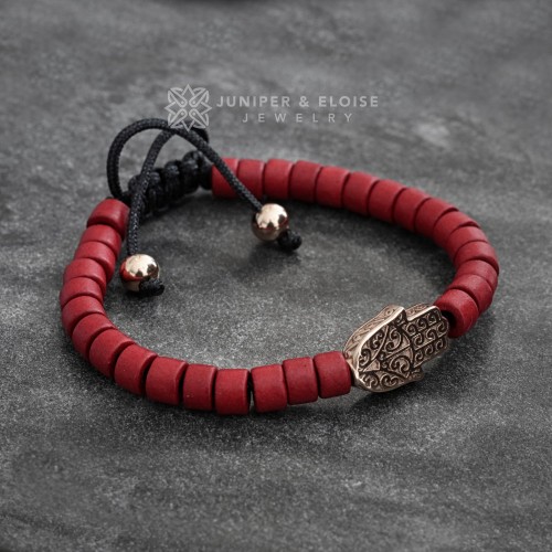 Red Mykonos Beaded Hamsa Hand Bracelet
