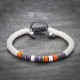 White Purple and Orange Ceramic Beaded Bracelet