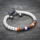 White Purple and Orange Ceramic Beaded Bracelet