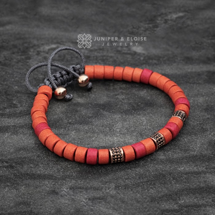 Light Red and Orange Beaded Bracelet
