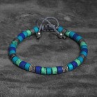 Azure Blue-Turquoise-Gray Beaded Bracelet