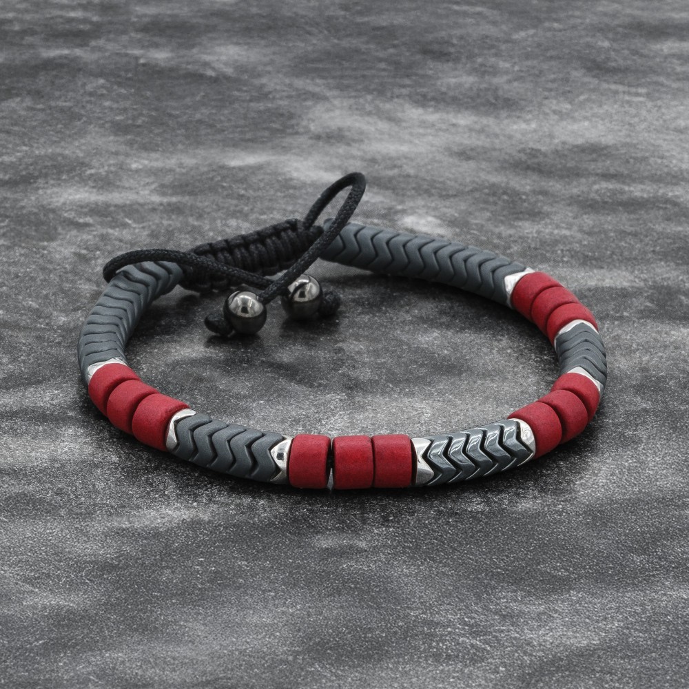 Red Mykonos and Snake Beaded Bracelet