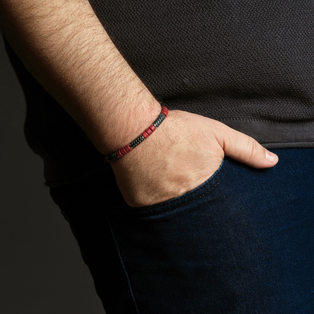 Red Mykonos and Snake Beaded Bracelet