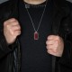 Men's Silver Tag Necklace With Red Jasper Finish