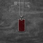 Men's Silver Tag Necklace With Red Jasper Finish