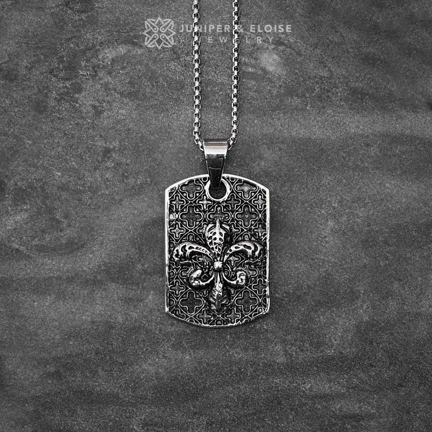 Steel Fleur De Lis Necklace For Men
