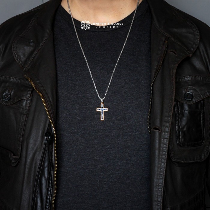 Gold Plated Steel Cross Necklace For Men
