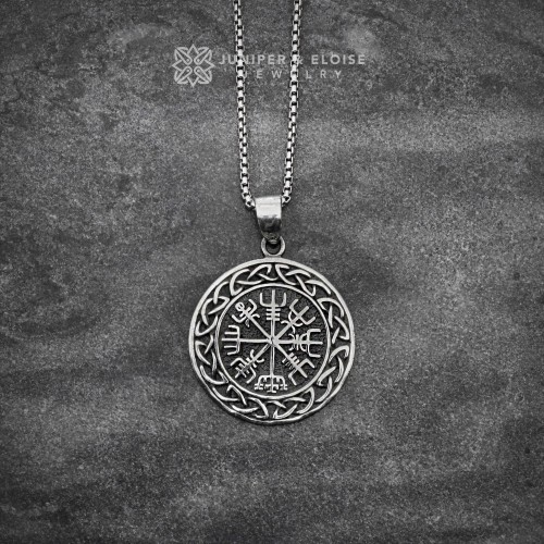 Mens Silver Viking Amulet Pendant Necklace