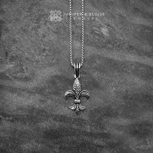 Men's Silver Fleur De Lis Amulet Necklace