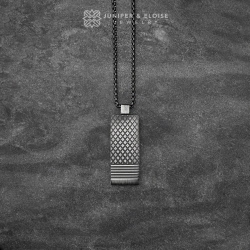Brushed Steel Bar Pendant Necklace For Men