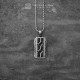 Mens Steel Tag Pendant Necklace with Black Zircon