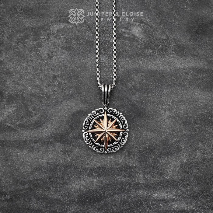 Mens North Star Amulet Pendant Necklace