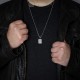 Men's 925 silver and Black Zircon Tag Necklace