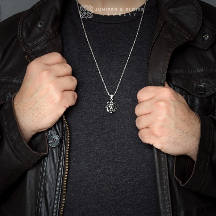925 Silver Lion pendant necklace for Men