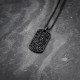 Black Zircon Pave Tag Necklace For Men