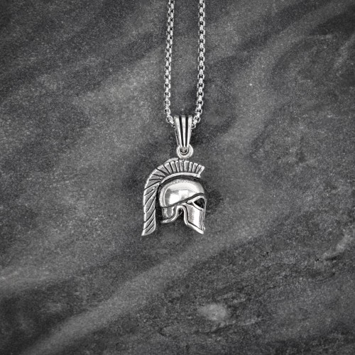 Men's Spartan Helmet Pendant Necklace