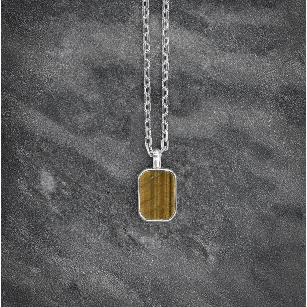 Men's 925 silver Tiger Eye Stone Pendant