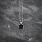Men's 925 silver Square Onyx Stone Pendant