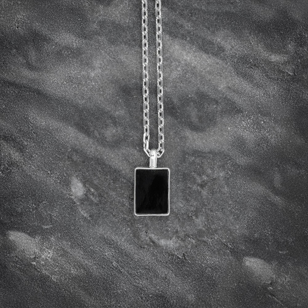 Men's 925 silver Rectangle Onyx Stone Pendant