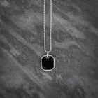 Men's Steel and Onyx Stone Pendant Necklace