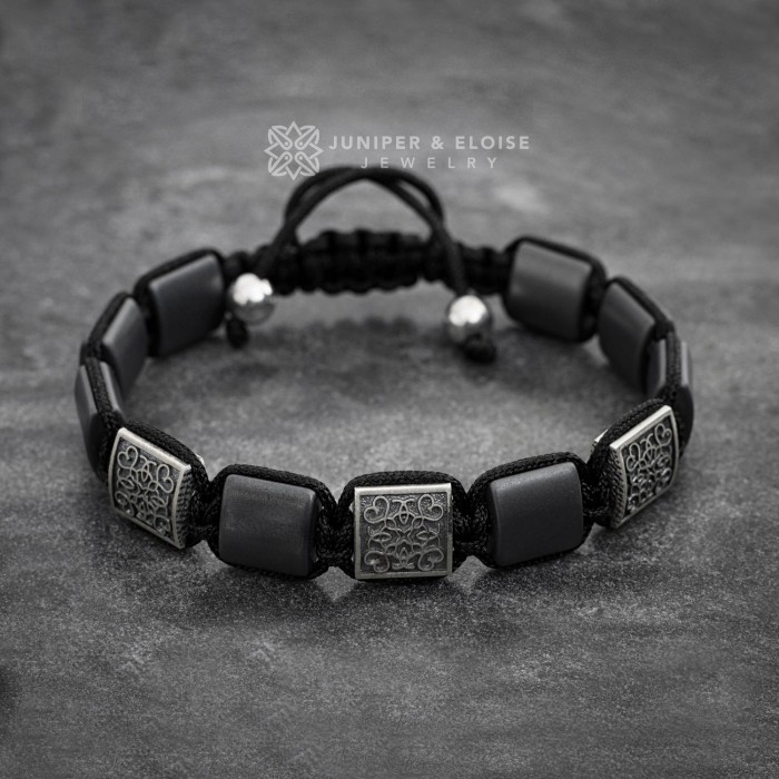 Men's Bracelet With Silver Venetian Beads